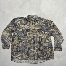 Vintage USA MADE Mossy Oak Button Up Shirt Camouflage Men’s SZ 2XL Forest Floor