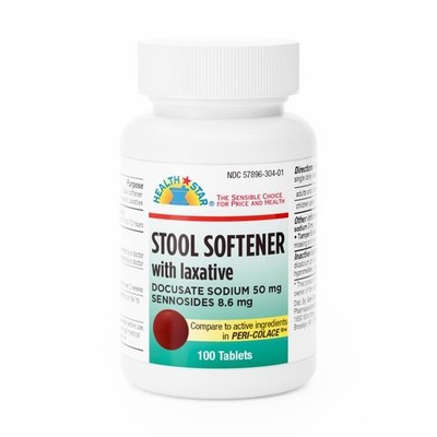 SM Geri-Care Stool Softener with Laxative 50mg Docusate Sodium 100 Tablets