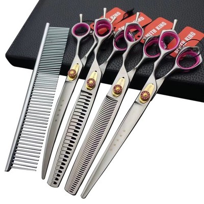 Professional Dog Grooming Shears Set Dogs Straight & thinning & Curved scisso...