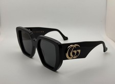 Women Gucci GG0956S Sunglasses Square Oversized Black Acetate Frame 145mm NWT