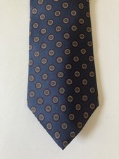 Stafford Men's Necktie Tie Silk Satin Blue Maroon Green Circles Made in USA 57"