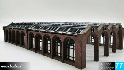 Modelux Spur TT "Cheltenham" 4-spuriger Lokschuppen-Bausatz in doppelter Länge