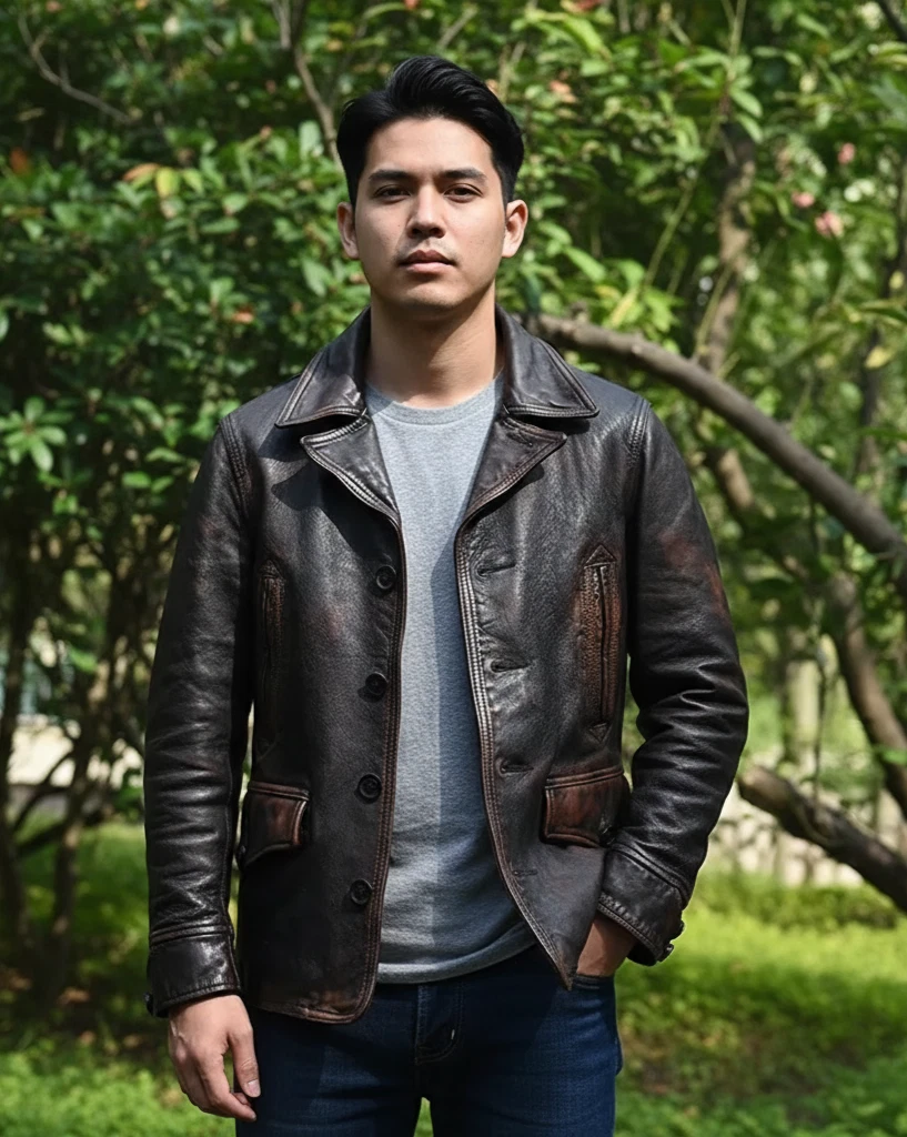 Men’s Motorcycle Biker Vintage Distressed Brown Real Leather Jacket Blazer Coat
