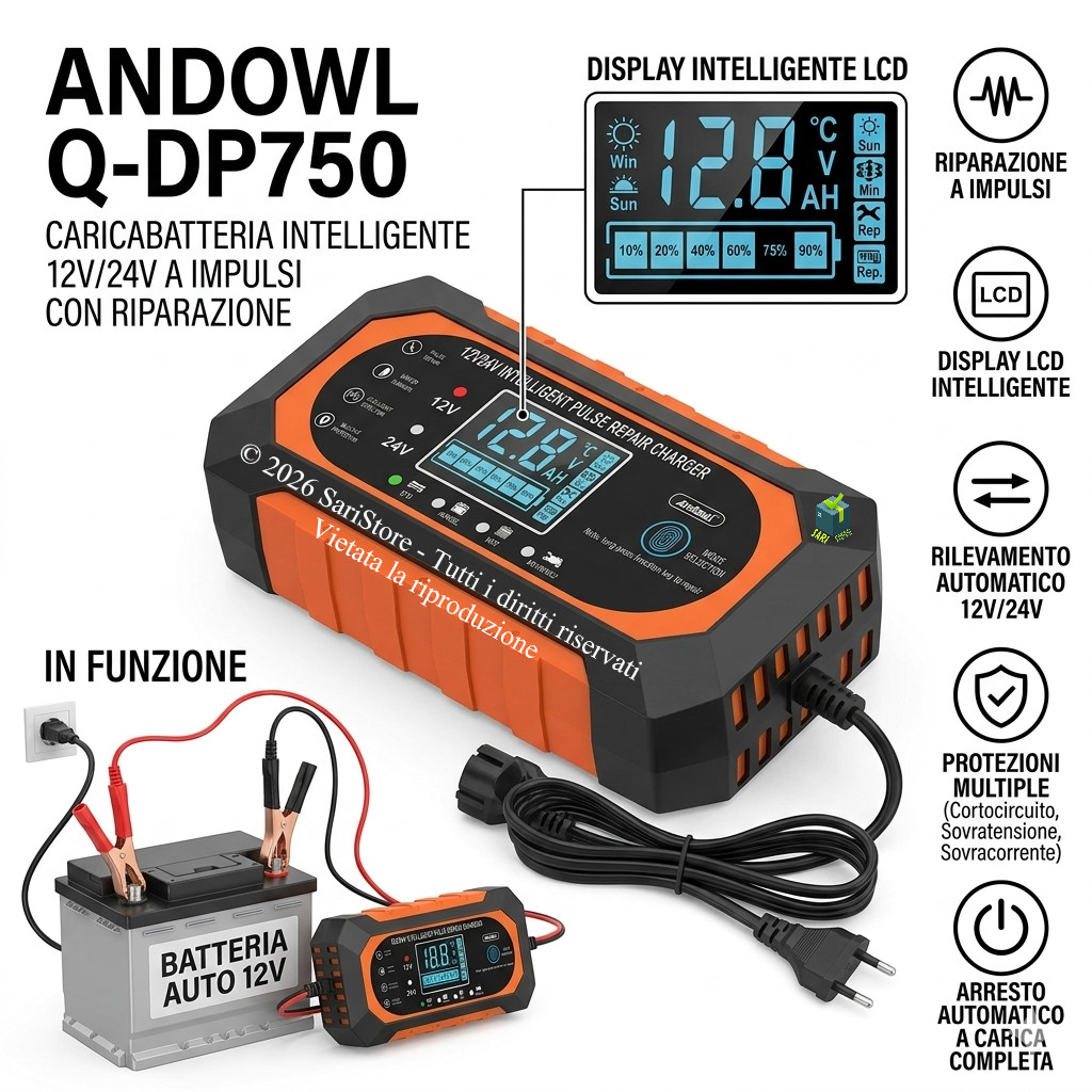 Caricabatterie Intelligente D.WORLD 12V/24V con LCD foto 3