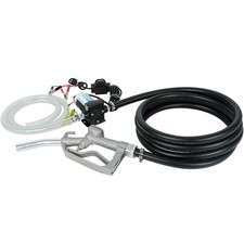 12V Gasoline Oil Fuel Transfer Pump with Connection Cables w/ Hoses Nozzle Kit