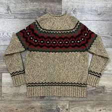 Vintage Eddie Bauer Fair Isle Wool Crewneck Knit Nordic Sweater Men's Medium