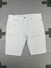 Levis 511 Slim Bermuda Shorts Mens 40 White Denim Logo Cotton Stretch Mid Rise