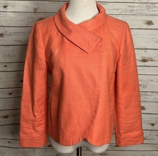 J.Crew coral linen-cotton textured structured collar cropped jacket Size 10