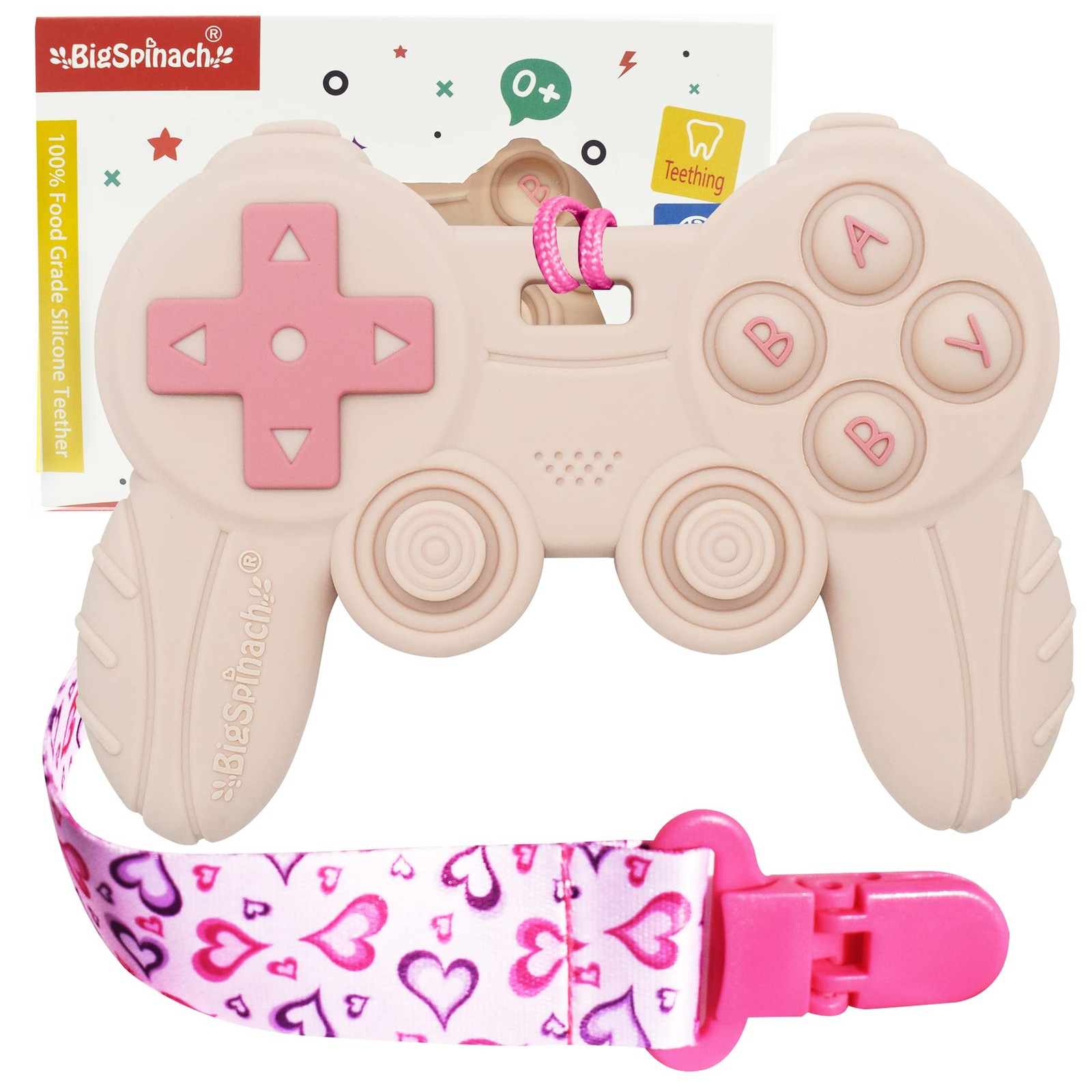 Cool Remote Game Control Teething Toy for Babies 0-6 6-12 Months,Game Pink 