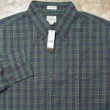 J Crew Shirt Mens Large Slim Untucked Green Tartan Plaid Brushed Twill NEW