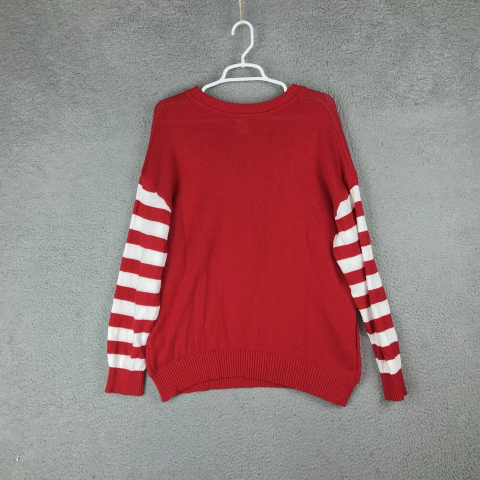 Disney Winnie the Pooh Sweater Womens XL Red Christmas Holiday Striped Pullover - Image 4 of 4