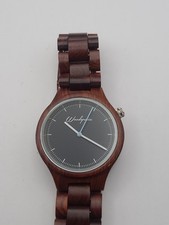 Woodgrain Watch Men Minimalist Analog Brown New Battery Working