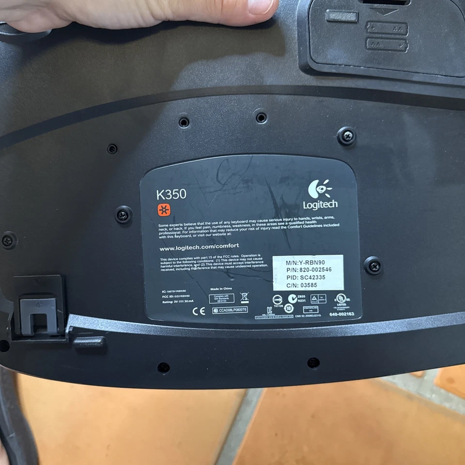 Teclado inalámbrico unificador Logitech Wave K350 probado y funcionando - sin dongle Foto 4 de 4