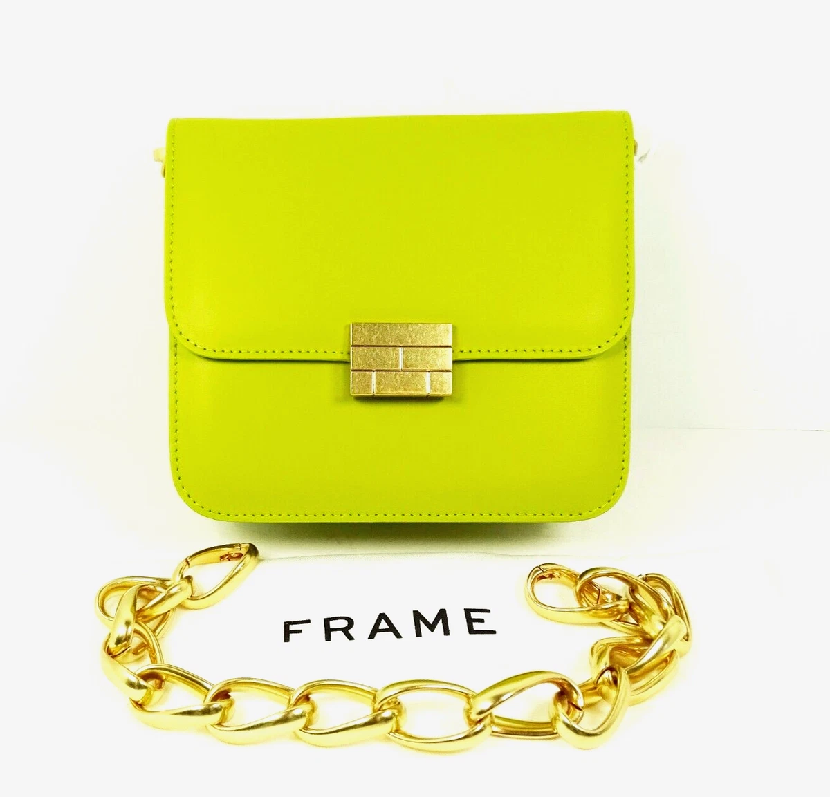 FRAME Le Signature Mini Chartreuse Color Leather Crossbody Bag