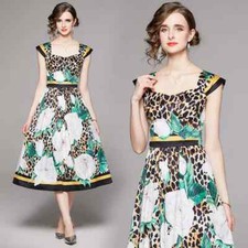 Vestito Abito Donna Longuette Chiffon Verde Colorato Elegante Raso 43411