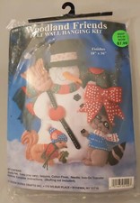 Snowman and Animals Wall Hanging Kit Christmas Sequined Felt Woodland Friends