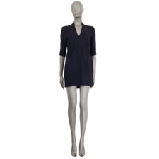 62476 auth STELLA MCCARTNEY midnight blue viscose Short Sleeve Mini Dress 40 S