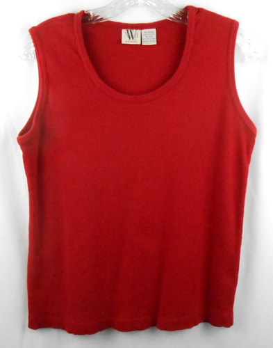 Neu mit Karton Damen 14/16 1X rot gerippt Baumwolle ärmellos Stretch Tank Top