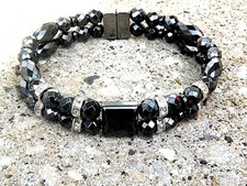 Super Power Magnetic Hematite Bracelet n Rhinestone 3 choices