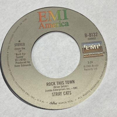 Stray Cats - Rock This Town / You Can't Hurry Love 1981 80s Rockabilly 7  - VG