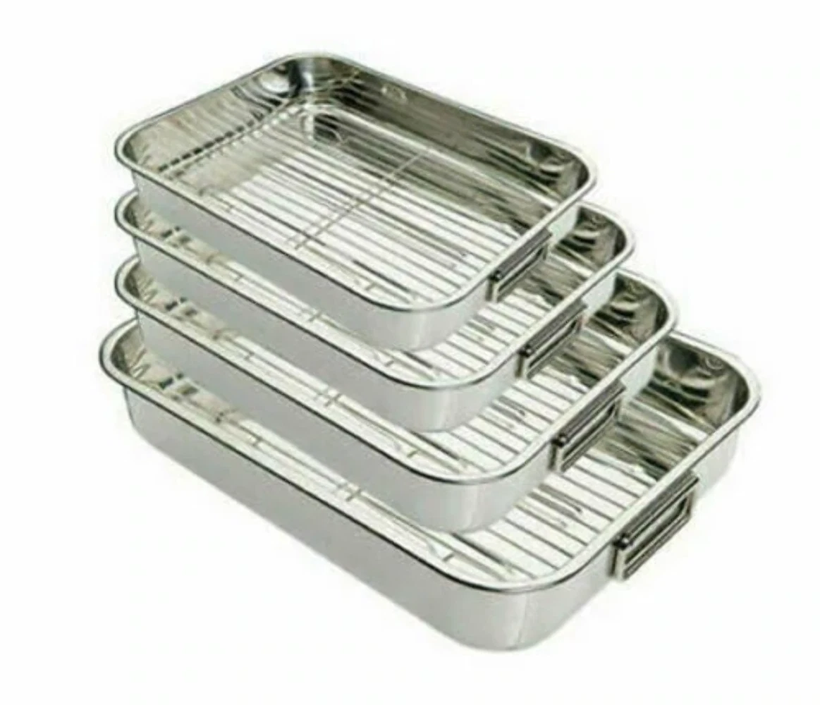 Stainless Steel Roasting Tray Oven Pan Dish Baking Roaster Tray Grill Rack
Opens in a new window or