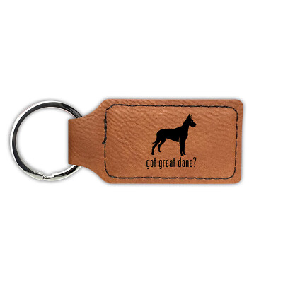 Got Great Dane Keychain Leatherette - Laser Engraved - german mastiff profile