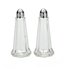 (Set of 2) 1 oz. Tower Salt and Pepper Shakers, Tall Glass Body