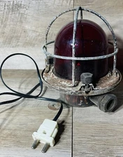 Antique European Salvaged Maritime Bulkhead Passageway Red Light With Cord