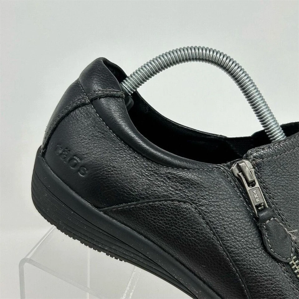 Mocasines de cuero negros Taos Character para mujer talla 10 anchos informales planos con cremallera Foto 3 de 4