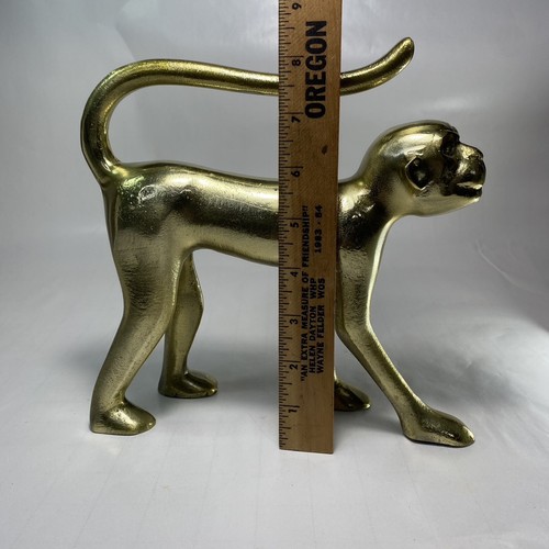 Gold Cast Aluminum Monkey Figurine Walking Modern Contemporary Sculpture Decor - Picture 6 of 7