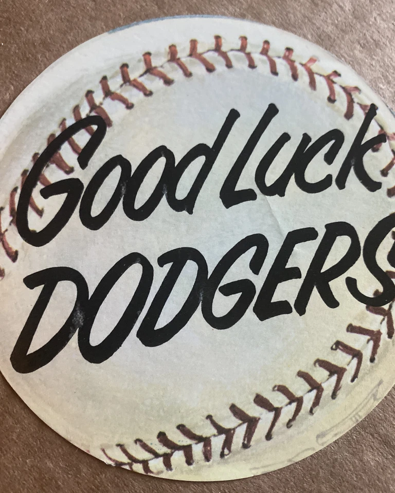 Vintage 1960s Los Angeles Dodgers Baseball Good Luck Water Decal RARE MCM Prop - Image 2 of 4