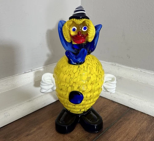 Vintage Murano Glass Clown Figurine Venetian Art Glass Italy Blown Glass