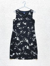 EUC The Limited black sleeveless V-neck dress gray flowers stretch size 2 XS 0