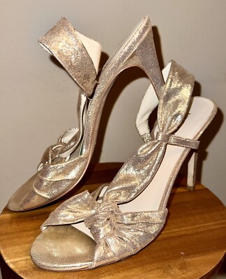 Nine West Shoes Womes Gold Knot Sandals Straps Heels
