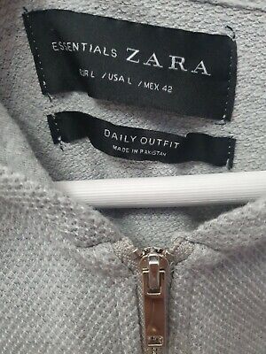comprare Zara Essentials Donna Felpa Con Felpa Con Cerniera L 42 Modello Grigio Marle Giacca Maglione Top