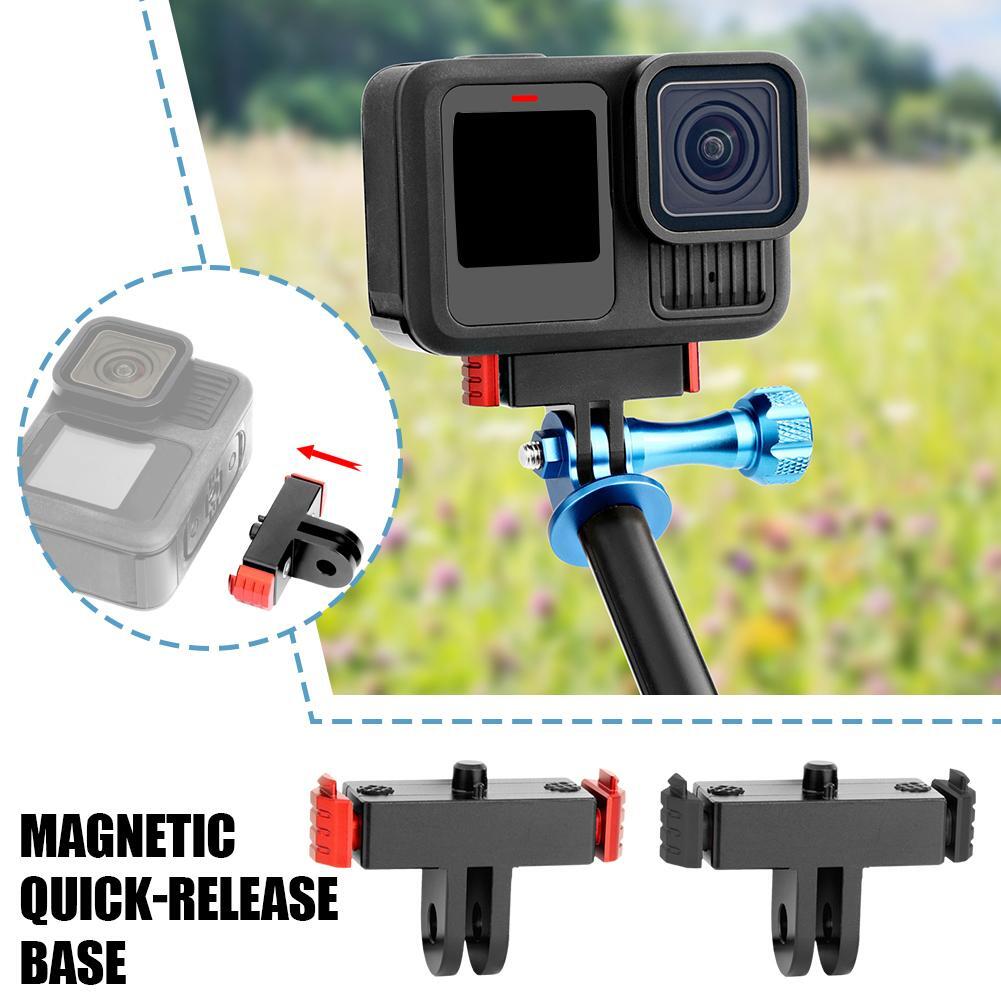 For Go Pro Hero13 Red/Black Magnetic Quick Release 1/4 Mount Bracket Tripod I0P5-image