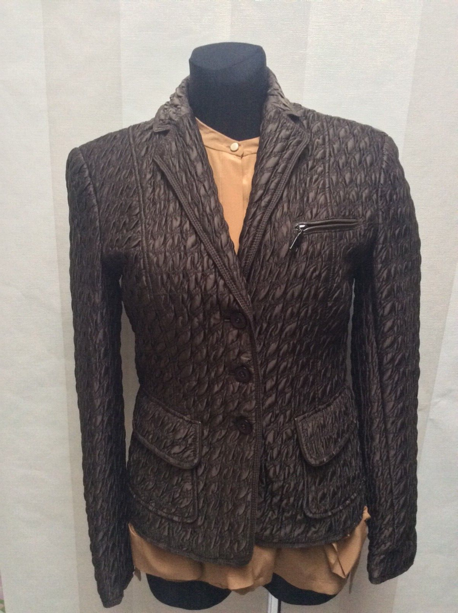 Emporio Armani Fitted Stitched Brown Jacket , size 44, fits