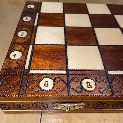 Wegiel Handmade Junior European International Chess Set - 16 Inch Folding  Wooden Board & Pieces