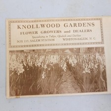 1929 KNOLLWOOD GARDENS Winston Salem NC Flower Growers Dealers Catalog /Brochure