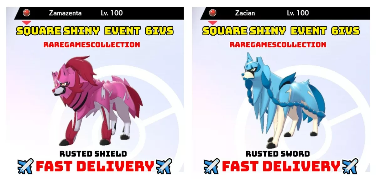 ZACIAN ZAMAZENTA ✨ SQUARE Shiny EVENT ✨Sword Shield Pokemon home FAST  DELIVERY