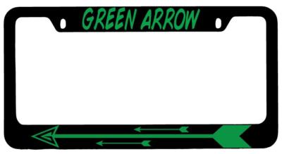 Green Arrow Black METAL License Plate Frame DC