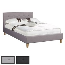 Lit simple LILLE pour adulte 120x190 cm 1 place et demi 1 personne sommier tissu