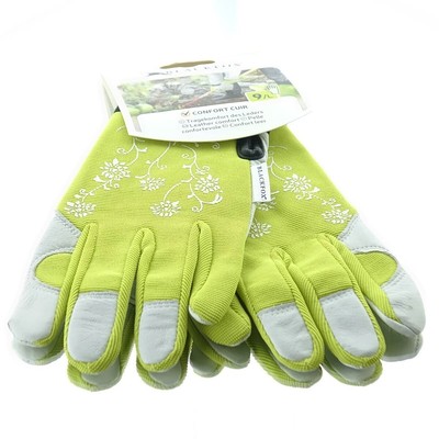 BLACKFOX  Garten - Handschuhe Lady´s Line JARDY Lime mit Blumendruck Größe 9/L