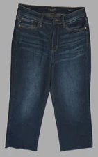 Judy Blue Wide Leg Raw Frayed Hem Jeans Womens 5/27 Cropped Wiskers