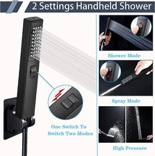 2 Modes Luxury Black Shower Head Removable Hand Held Rainfall Spray Shower Set