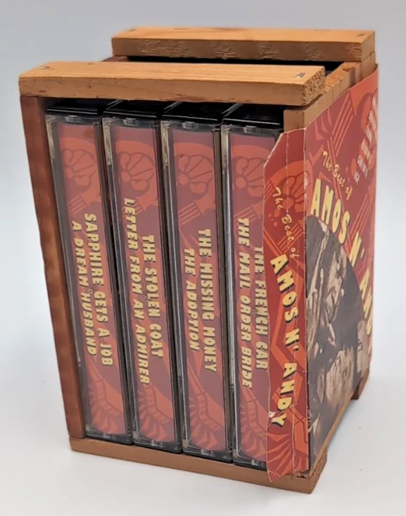Vintage The Best Of Amos N Andy 4 Cassette Tape Collection in Wood Crate - VG! Foto 4 de 4