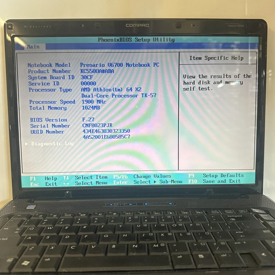 15,4” HP Compaq Presario V6700 V6719NR AMD Athlon 1 GB de RAM sin disco duro Foto 2 de 4