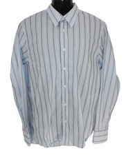 Hugo Boss Mens Slim Fit Long Sleeve Dress Shirt Size XL Blue Stripe Button Front