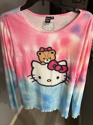 SHEIN X Hello Kitty Friends Pink, Blue Tie-Dye Long Sleeve Top 3XL