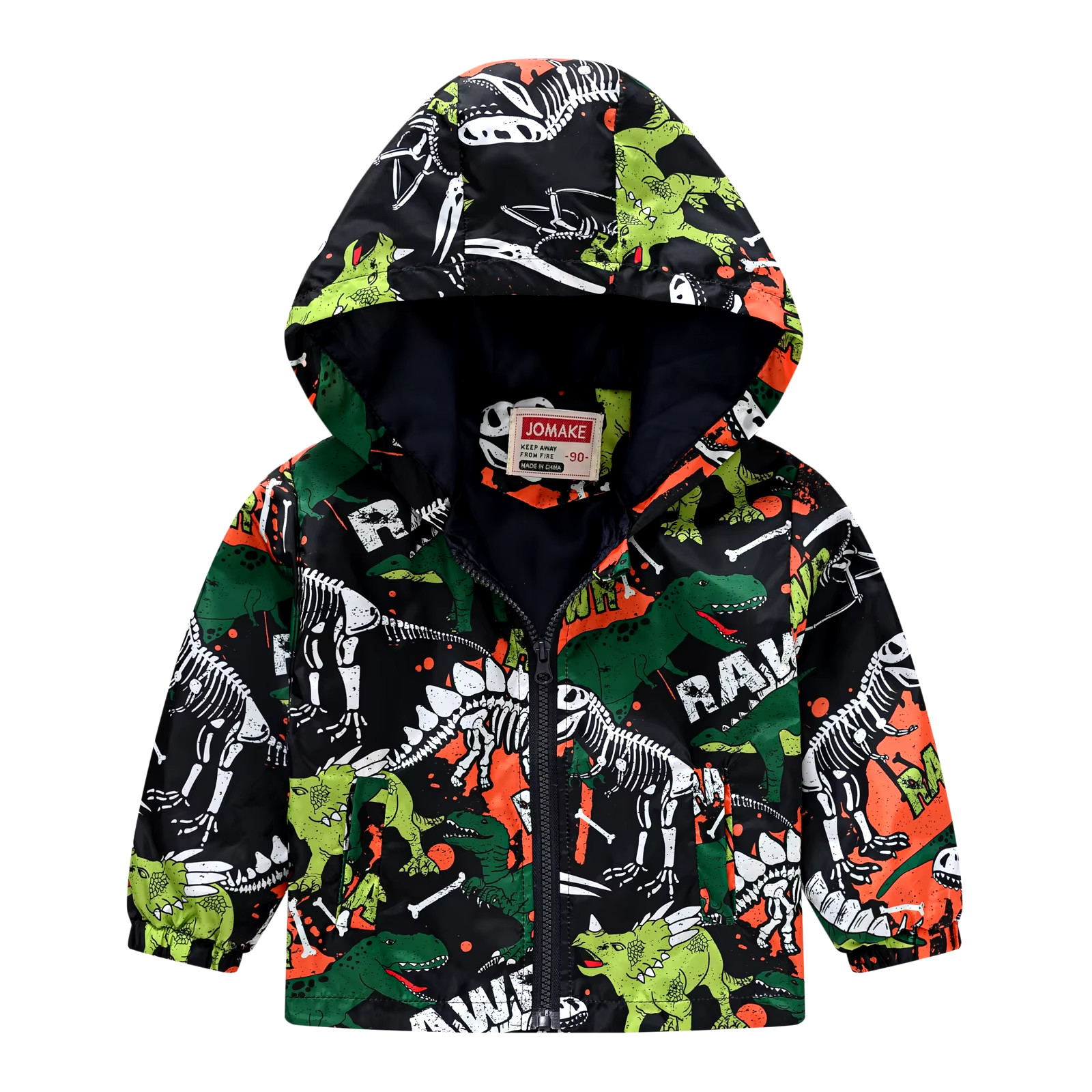 Boys Windproof Hooded Jacket Various Cartoon Graphic Prints Zipper Coat Kids Spr